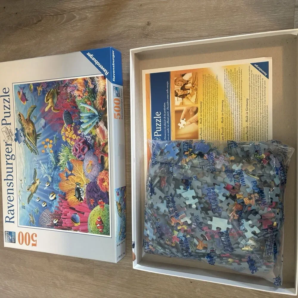 ⁠Ravensburger Tropical Waters 500 Pc Jigsaw Puzzle Sea Turtles NEW Sealed Bag